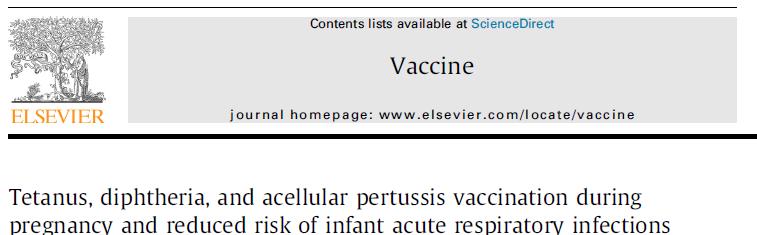 Infants of mothers who received Tdap vaccination during pregnancy vs those who did not were 9% less likely to be diagnosed with an Acute Respiratory Illness at <2 months of age: RR 0.91(0.84 0.