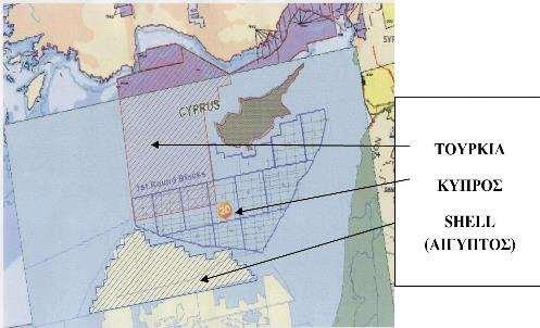 Χάρτης 19: Παραχωρήσεις Ε-Π Υ/Α της Κύπρου και της Τουρκίας 2006-2007 Εκτός από τα προβλήματα που προκάλεσε στην Κυπριακή Δημοκρατία, ο χάρτης της Τουρκίας προκαλεί και σοβαρές επιπλοκές στα
