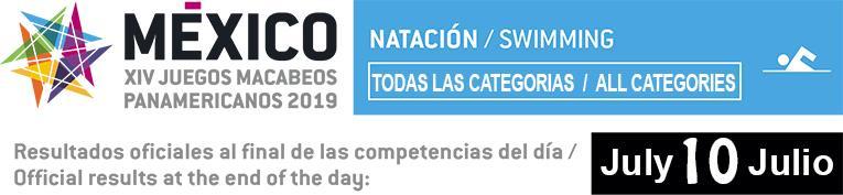 Pan Am Macabi Games 2019 Mexico - 08/07/2019 to 12/07/2019 Resultados - 10 de Julio 2019 Evento 59 Mujer 15-17 200 CL Mts. Combinado 1 Gendzel, Maya Cynthia 15 Brasil 2:35.