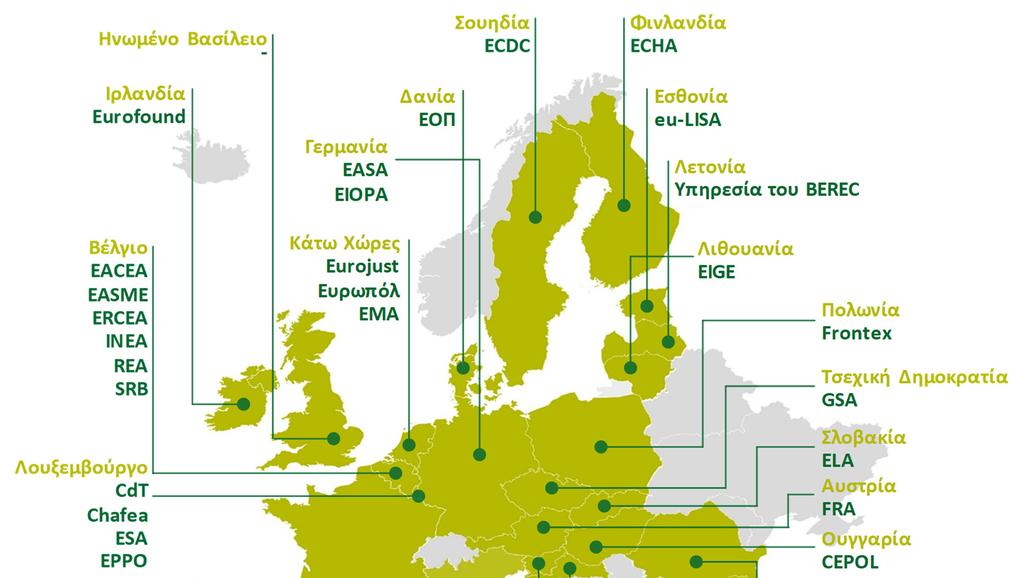 9 Γράφημα 2 Έδρα των οργανισμών στα κράτη μέλη Πηγή: ΕΕΣ.