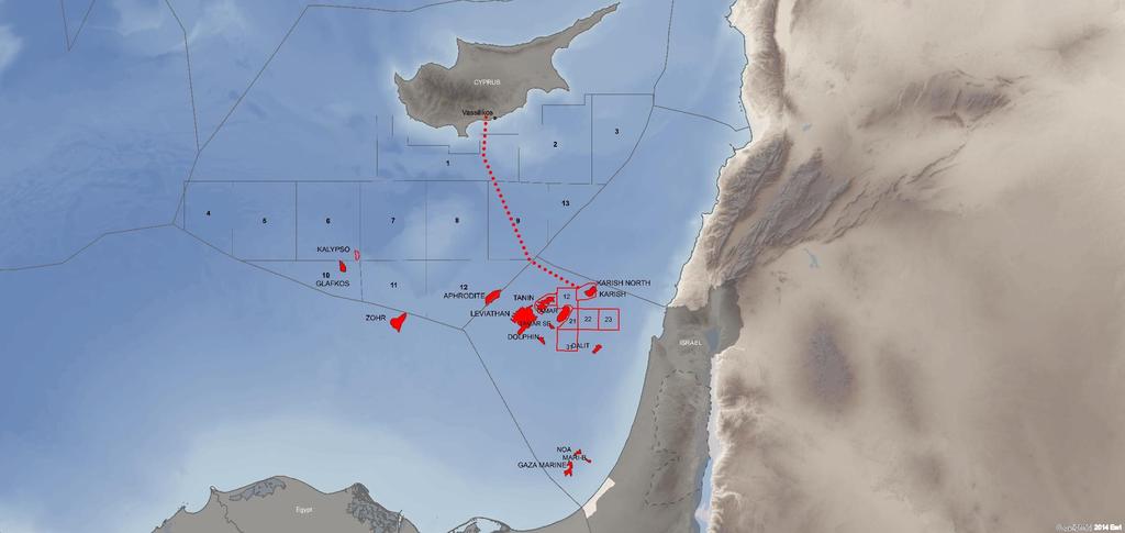 Ανακαλύψεις ΦΑ Κύπρος και Ισραήλ και Υποδομές ΝΑ Μεσογείου ΚΥΠΡΟΣ Αφροδίτη : 4,1 Tcf (2C) Καλυψώ : 3-5 Tcf (GIIP) Γλαύκος : 5-8 Tcf (GIIP} IDKU DAMIETA ΙΣΡΑΗΛ Ταμάρ : 10 Tcf (2P) Λεβιάθαν : 22 Tcf