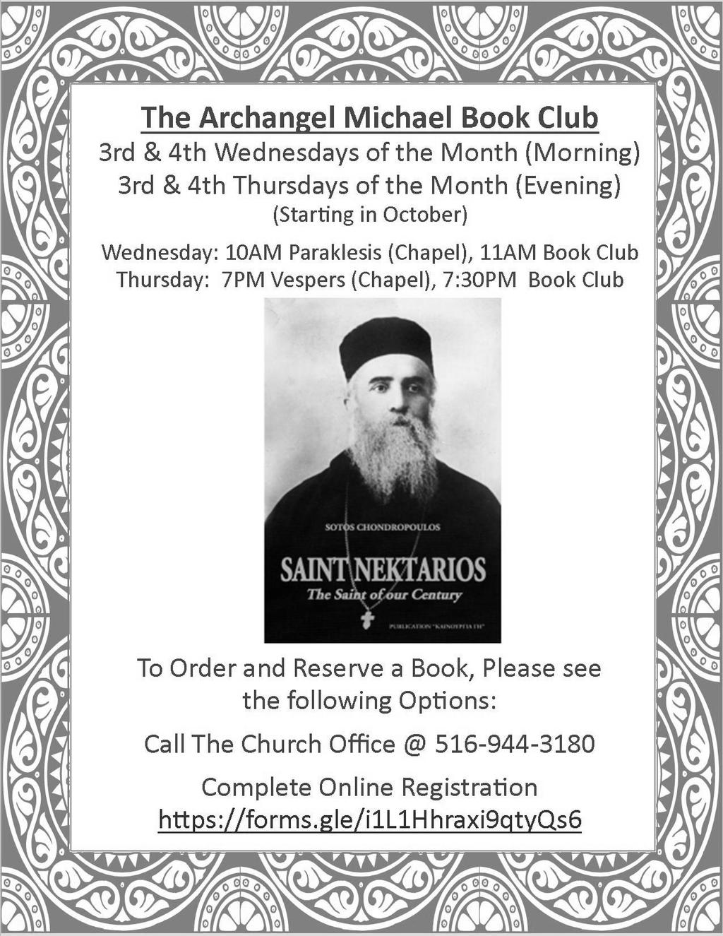 Book Club will begin on Wednesday October 16th, at