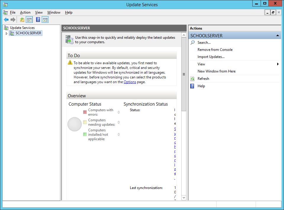 Windows/2012/Server Client/Προχωρημένα/WSUS 159 Έλεγχος καλής λειτουργίας WSUS Στον εξυπηρετητή Από το εργαλείο διαχείρισης Server Manager στην περιοχή Tools