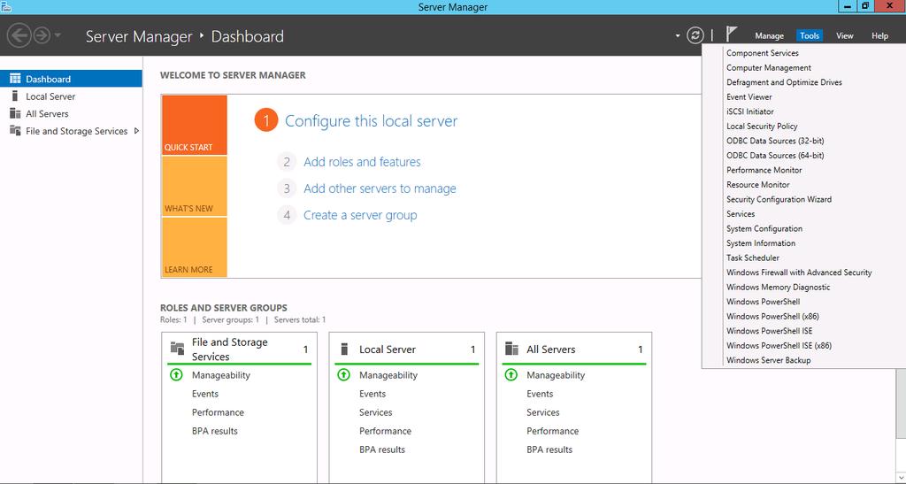 Windows/2012/Server Client/Βασικές ρυθμίσεις εξυπηρετητή 18 Η υπηρεσία μπορεί να ρυθμιστεί από το εργαλείο διαχείρισης Server