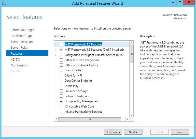 Windows/2012/Server Client/Ρύθμιση