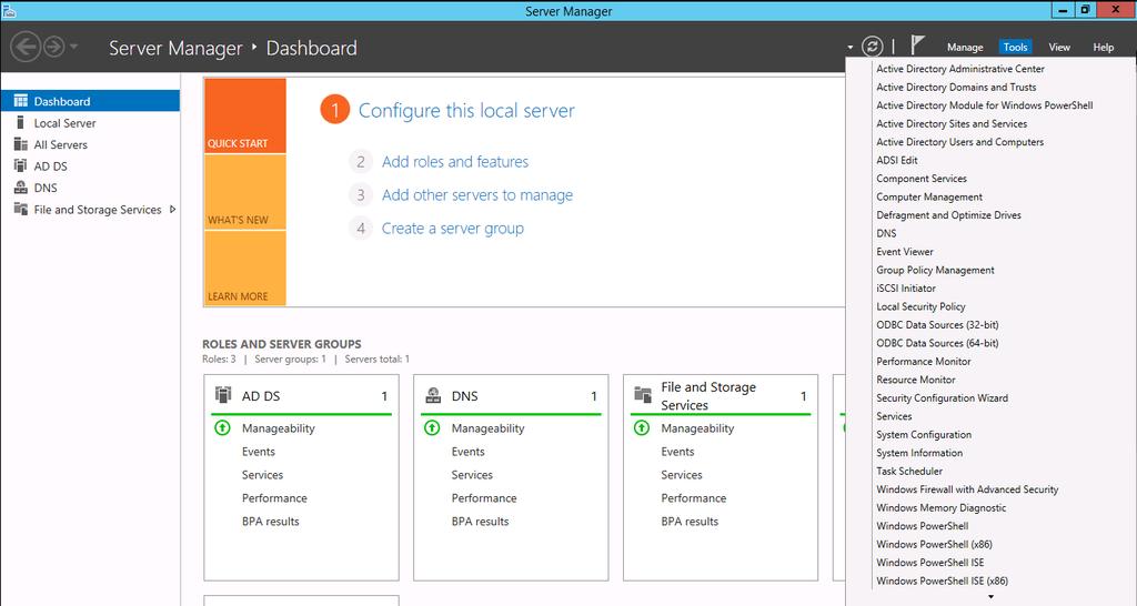 Windows/2012/Server Client/Ρύθμιση εξυπηρετητή 32 Ρύθμιση DNS Στον εξυπηρετητή του εργαστηρίου υποστηρίζεται η υπηρεσία ονοματολογίας DNS, που συνήθως εγκαθίσταται κατά τη δημιουργία του Active