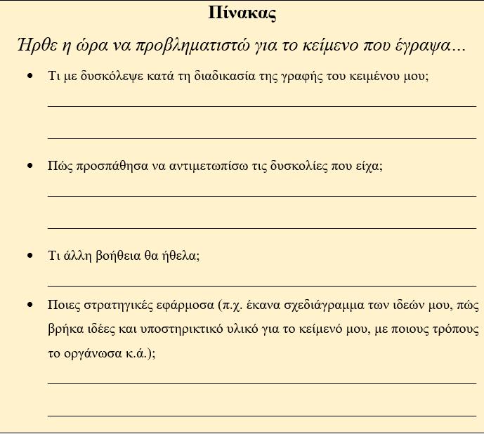 Φόρμα αναστοχασμού από ΦΥ