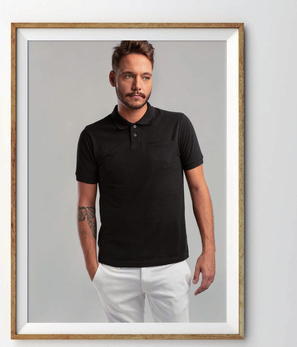 32 TH Clothes 2019 / WORK+FUN / Dhaka Dhaka ανδρικό μπλουζάκι polo 195 G/M ² ΚΟΜΨΉ ΤΣΈΗ White Black * Grey Melange Eclipse Blue 100% Βαμβάκι piqué Κομψό ραβδωτό κολάρο και μανσέτες Ταινία ενίσχυσης