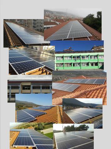 18 Φωτοβολταϊκοί Σταθμοί Εγκατάσταση και λειτουργία 18 φωτοβολταϊκών συστημάτων, 2 συστήματα των 5kW και 12 των 10kW σε στέγες σχολικών κτιρίων και 4 PV συστήματα των (10kW) σε δημοτικά κτίρια.