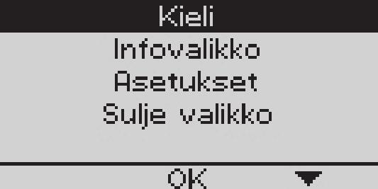 6. Valikkoasetukset Päävalikosta voidaan avata pumpun eri toimintoja ja säätää niitä.