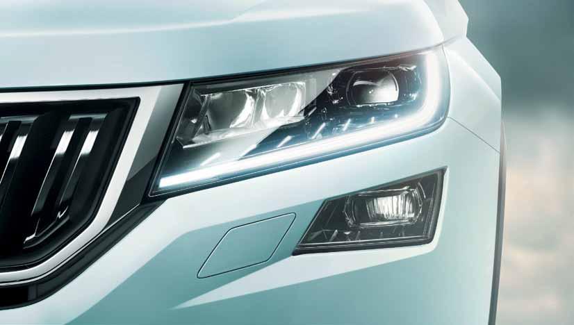 ΠΡΟΒΟΛΕΙΣ FULL LED ΜΕ AFS ΚΑΙ ΦΩΤΑ ΟΜΙΧΛΗΣ Δύο τύποι προβολέων και φώτων ομίχλης διατίθενται για το KODIAQ. Κορυφαία είναι η τεχνολογία LED.