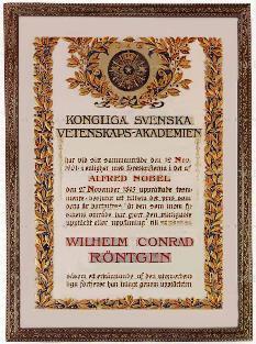Nobel στη Φυσική 1901 in recognition of the