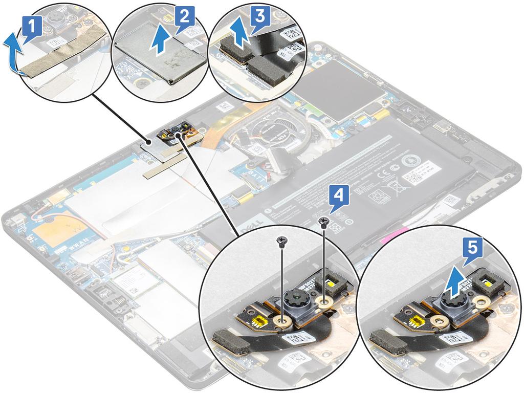 a) κάρτα micro-sim ή/και microsd ΣΗΜΕΙΩΣΗ Η υποδοχή κάρτας micro-sim διατίθεται μόνο σε tablet που διαθέτουν μονάδα WWAN. b) μπαταρία c) Πλαίσιο οθόνης 3.