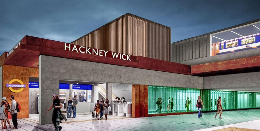 CGI Hackney Wick Station Image Courtesy of Landolt & Brown Architects THE ELIZABETH LINE 2018 Trains to Southend Airport Stratford Liverpool Street Trains to Stansted Airport 7 Canary Wharf 8 CGI