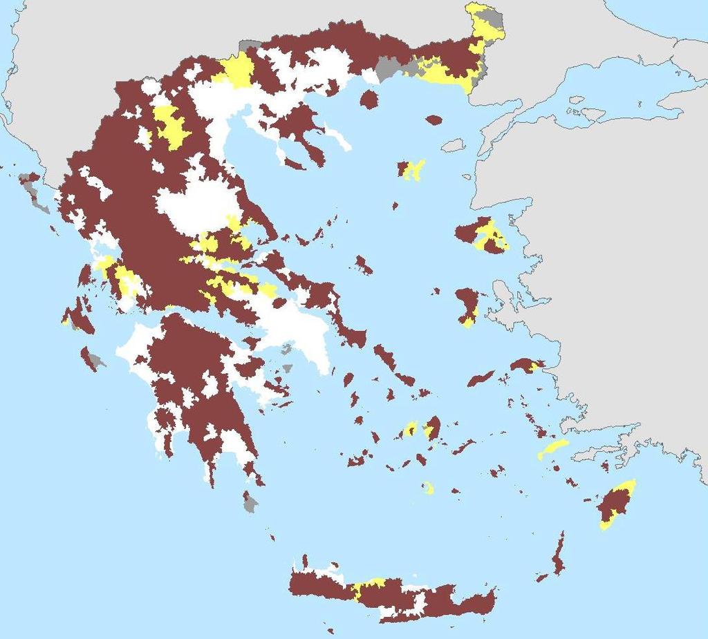 Ελλάδα: το 79% της εωργικής ης σε Ορεινές & Μειονεκτικές εριοχές εριοχές που υπόκεινται σε φυσικούς περιορισμούς, ιδίως: χαμηλή παραγωγικότητα του