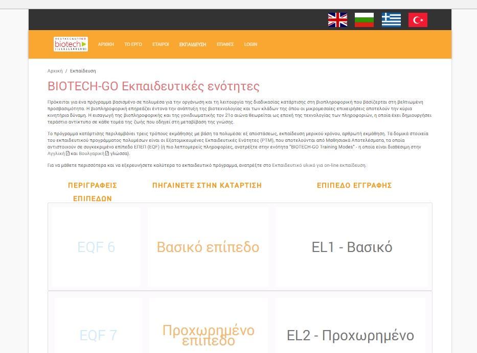 Επιλέγοντας το βασικό επίπεδο, θα εμφανιστεί μια οθόνη με το βασικό στοιχείο Γνώση, Δεξιότητες,