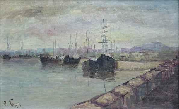 000 CHRISTOFIS Alexandros (1882-1957) Landscape with a river Signed oil on canvas 67