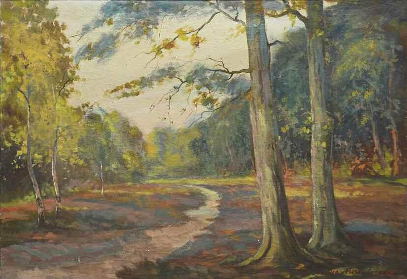 800 FLORA-KARAVIA Thalia (1871-1960) Forest landscape Signed oil on canvas 50 70 cm 13