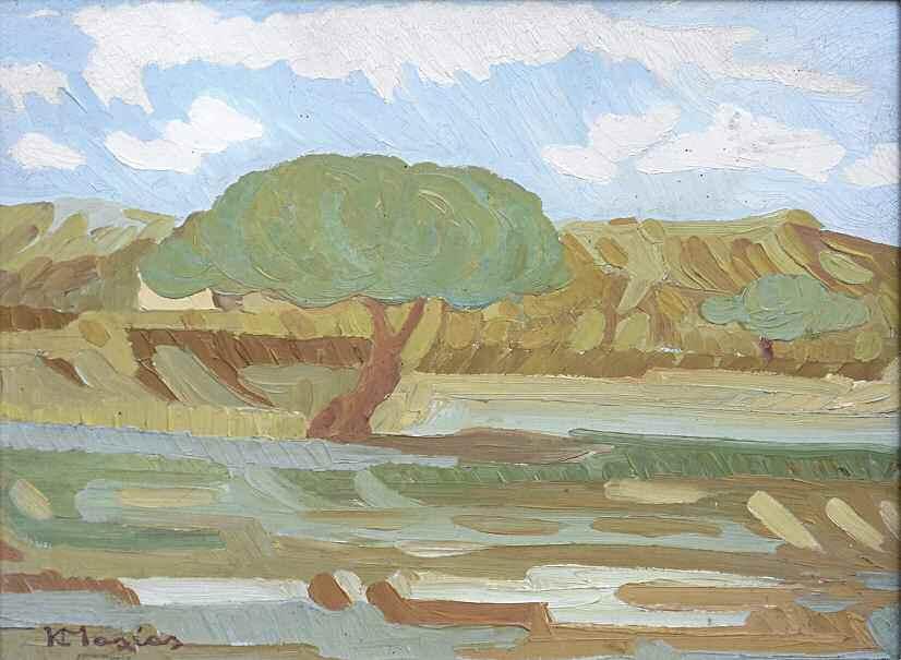 23. ΜΑΛΕΑΣ Κωνσταντίνος (1879-1928) Αττικό τοπίο πδ 1920 Λάδι σε χαρτόνι 22 30 εκ υπγρμ κ.