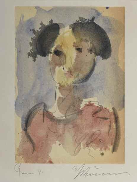 26. ΜΠΟΥΖΙΑΝΗΣ Γεώργιος (1885-1959) Γυναικείο πορτρέτο 1931 Ακουαρέλα 38 29 εκ υπογρμ. κ.δ 2.000-3.