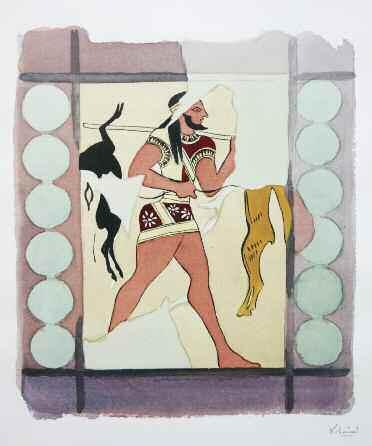 26 27. ΛΙΝΑΚΗΣ Κώστας (1917-2000) Αρχαίος κυνηγός Τεμπερα/μικτή τεχν. 40 32 εκ υπγρμ κ.