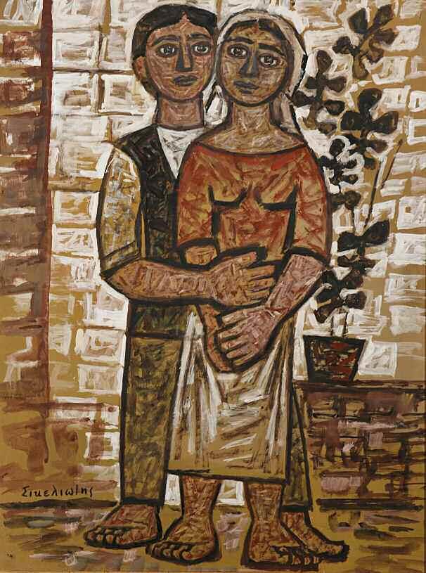 31. ΣΙΚΕΛΙΩΤΗΣ Γιώργος (1917-1984) Νεαρό ζευγάρι Λαδι/τέμπερα σε χαρτόνι 80 60 εκ υπγρμ κ.α SIKELIOTIS Georgios (1917-1984) Young couple Signed oil/tempera on board 80 x60 cm 2.500-3.