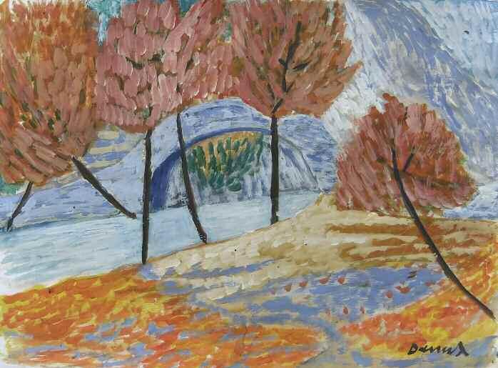 33Α. ΔΑΝΙΗΛ Δανιήλ (1914-1988) Γιοφύρι Λάδι σε σελοτέξ 35 50 εκ υπγρμ κ.δ Α.