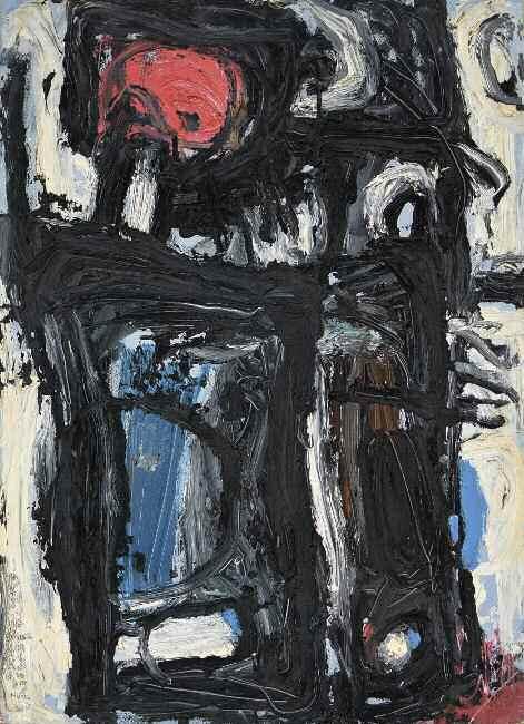 800 CHRISTOFOROU John (1921-2014) Couple amoureux Signed oil on board 78 56 cm 46 47.