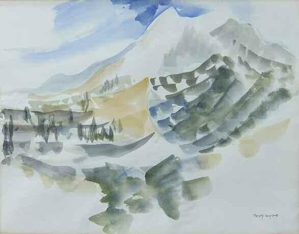 49Α. ΚΑΛΛΙΓΙΑΝΝΗΣ Μανώλης (1923-2010) Βουνό στη Γαλλία III Υδατογραφία σε χαρτόνι 50 65 εκ CALLIYANNIS