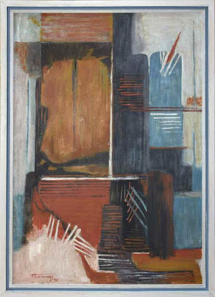 50. ΚΟΝΤΟΠΟΥΛΟΣ Αλέκος (1904-1975) Ατιτλον 1967 Λάδι σε σελοτεξ 100 70 εκ υπγρμ κ.