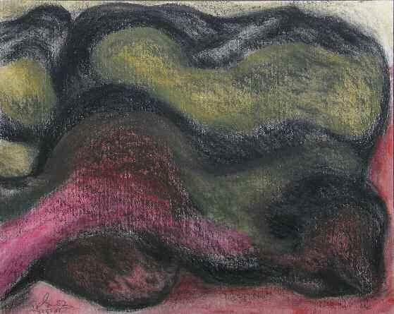 52. ΚΕΣΣΑΝΛΗΣ Νίκος (NIKOS) (1930-2005) Αθλητική φιγούρα Μικτή τεχνική σε χαρτόνι επικλμ σε ξύλο 50 50 εκ υπγρμ κ.