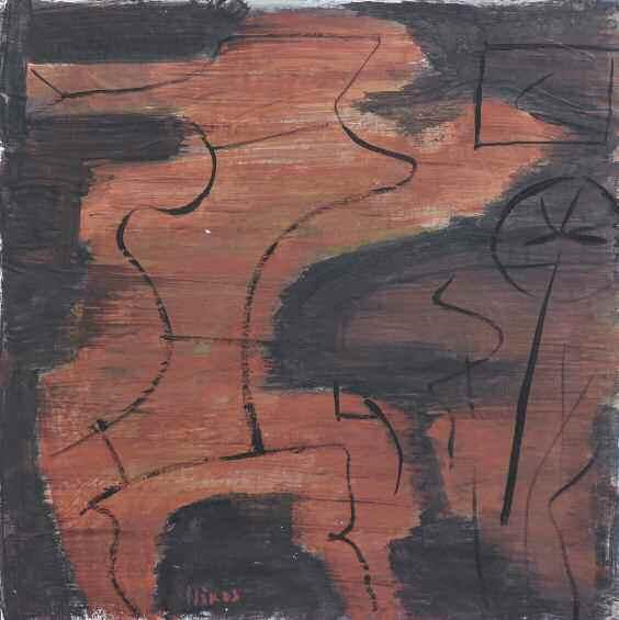 ΣΚΛΑΒΟΣ Γεράσιμος (1927-1967) Σύνθεση 1961 Παστελ/μικτή τεχνική σε χαρτόνι 46 58 εκ υπγρμ & χρνλγμ κ.α 800-1.