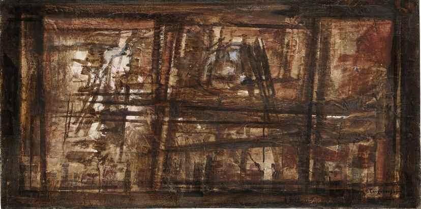 55. ΤΣΑΡΟΥΧΗΣ Γιάννης (1910-1989) Νέος με στεφάνι Μαρούσι 1947 Παστελ/κραγιόνια σε χαρτόνι κανσον 33 25 εκ υπγρμ κ.δ 1.500-1.