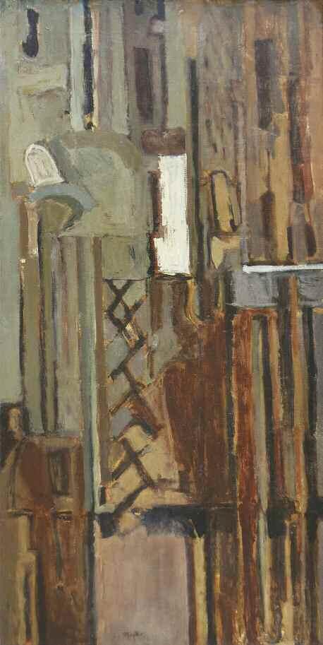 66. ΜΑΡΘΑΣ Τάκης (1905-1965) Σύνθεση Λάδι σε καμβά 100 50 εκ υπγρμ κ.κ 1.500-2.