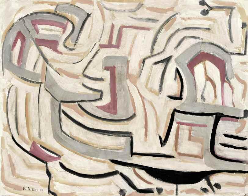 67. ΚΕΣΣΑΝΛΗΣ Νίκος (NIKOS) (1930-2005) Ατιτλον 1957 Λάδι/μικτή τεχνική σε σελοτεξ 68 86 εκ υπγρμ κ.α NIKOS (KESSANLIS) (1930-2005) Untitled 1957 Signed oil on hardboard 68 86 cm 2.000-2.