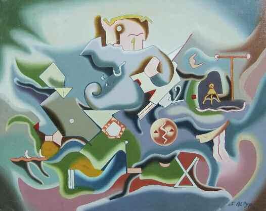 ΜΗΤΑΡΑΚΗΣ Γιάννης (MITA) (1898-1963) Σύνθεση 1958 Λάδι σε καμβά 100 80 εκ υπγρμ & χρνλγμ. κ.α 1.