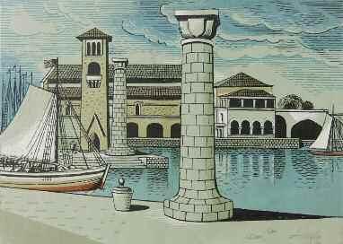 115. ΤΑΣΣΟΣ Α. (Αλεβίζος) (1914-1985) Ρόδος Εγχρωμη ξυλογραφία 16 23 εκ υπγρμ με μολύβι κ.