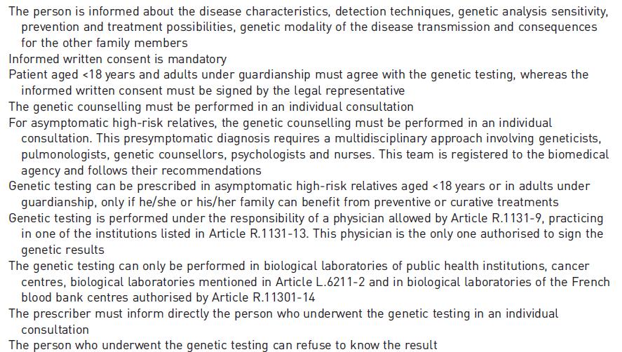 French guidelines for genetic counselling: key points of decree 2008-321 of April 4, 2008 Girerd B.