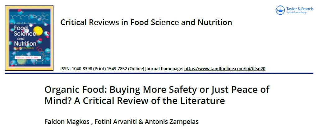 It is difficult, therefore, to weigh the risks, but what should be made clear is that organic does not automatically equal safe.