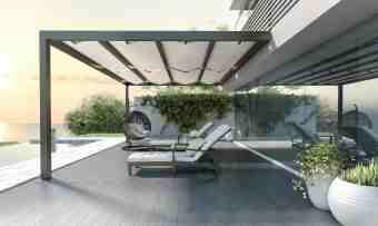 Creta Corfu is a complete system of fixed louver pergolas for the effective shading and the aesthetics upgrading of outdoor areas.