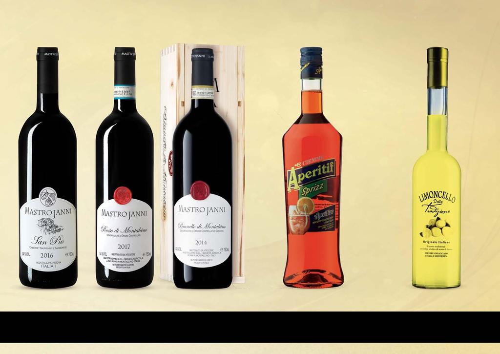 MASTROJANNI WINES Παλαιωμένοι Super-Premium Ιταλικοί Οίνοι CLASSIC ITALIAN APERITIF & LIQUEUR 3 4.1 34.2 34.3 3 5.1 35.2 SAN PIO Ξηρός, ερυθρός οίνος. Cabernet Sauvignon & Sangiovese. Έτος 2016.