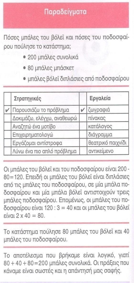 Εικόνα 2: βιβλίο μαθητή Μήπως η διαχείριση της δραστηριότητας αυτής από το σχολικό βιβλίο παραπέμπει σε μια «τετριμμένη» μαθηματική εμπλοκή των μαθητών/τριών όπου η έμφαση δίνεται κυρίως στη χρήση