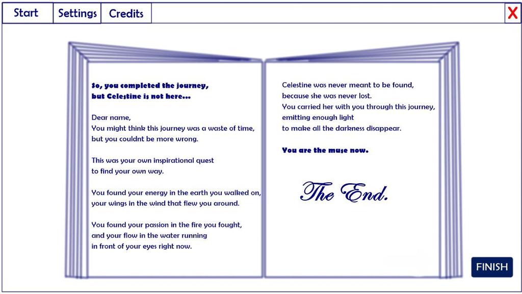 6. Story Finale Figure 18: Low Fidelity wireframes - Story ending after mission is