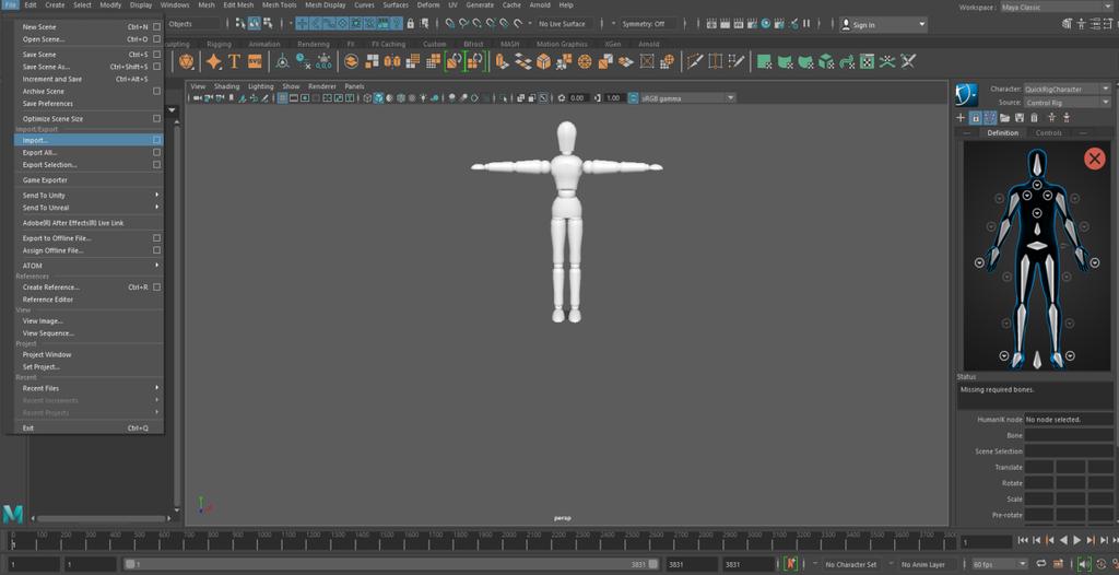 1. Import the model into the Maya project.