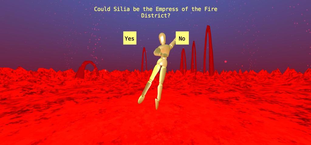 Figure 45: The Motion Hollow experience - The Fire District, Empress Question The user is prompted with aforementioned question (Figure 45) and, after giving it much