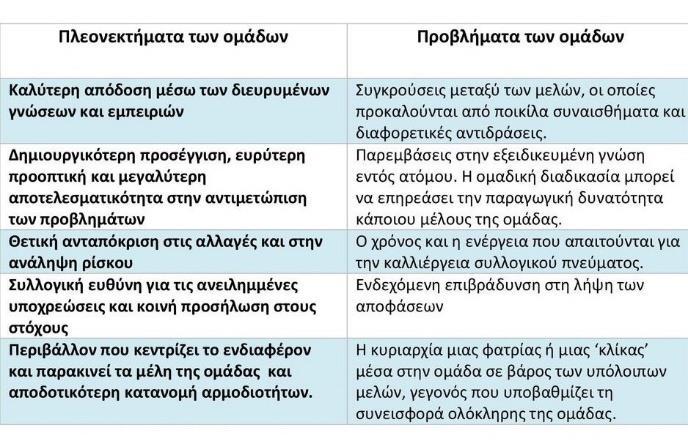 Τα μέλη μιας ομάδας έχουν μεταξύ τους διαφορές όσον αφορά τις εμπειρίες, τον τρόπο σκέψης, διαφορετικές δεξιότητες, με αποτέλεσμα μέσα στην ομάδα να ακούγονται διαφορετικές απόψεις και ιδέες και να