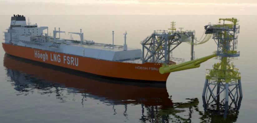 Figure 11: Jettytype mooring system, sidebyside mooring configuration between FSRU and LNGC [19] Tower yoke mooring system consists of a tower fixed at the seabed and a yoke connected both to tower
