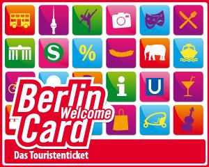 -Berlin Welcome CardΗ Berlin Welcome Card είναι ένα πάσο για όλα τα μέσα μεταφοράς. Παρέχει δωρεάν ή μειωμένες τιμές για τα αξιοθέατα και άλλου είδους εκπτώσεις.