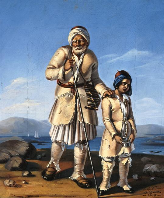 Διονύσιος Τσόκος Αγόρι που οδηγεί τυφλό, 1849, λάδι σε