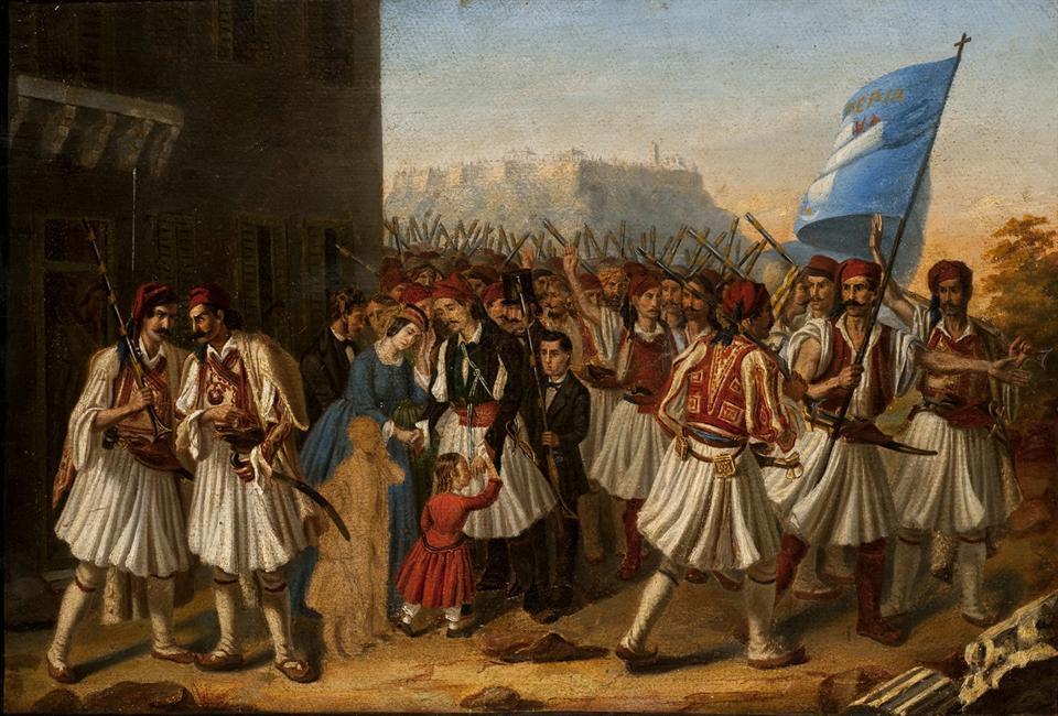 Διονύσιος Τσόκος Πανηγυρική έλευση του Όθωνα και Αμαλίας στην Αθήνα,